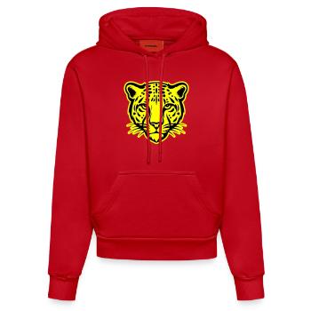 Cheetah Head - Organic Fitted Hoodie Made in EU - red - Front