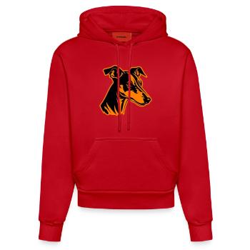 Greyhound Dog Head - Organic Fitted Hoodie Made in EU - red - Front