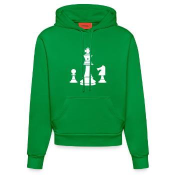 Schachfiguren Skizze - Organic Fitted Hoodie Made in EU - City Green - Vorne