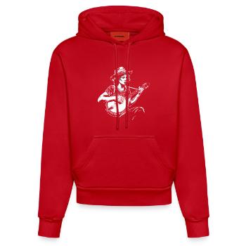 Banjospieler Skizze - Organic Fitted Hoodie Made in EU - Rot - Vorne