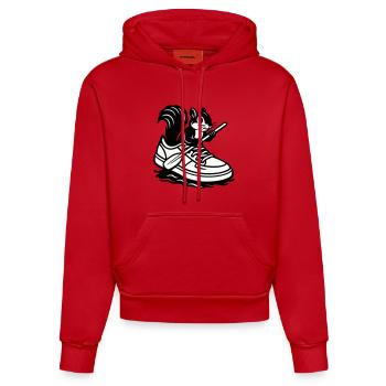 Squirrel in sneakers! - Organic Fitted Hoodie Made in EU - red - Front