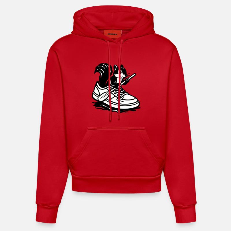 Écureuil en baskets ! - Sweat à capuche bio ajusté fabriqué en UE - rouge