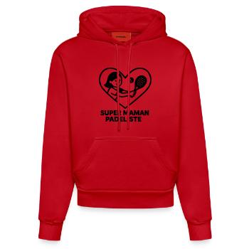 Super Padelist Mom – Cœur padel - Organic Fitted Hoodie Made in EU - Rot - Vorne