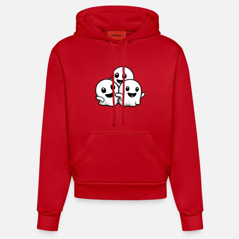 Fantômes Halloween Mignon Bébé - Sweat à capuche bio ajusté fabriqué en UE - rouge
