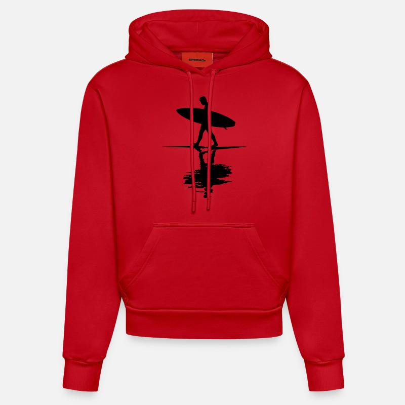 surf_2 - Sweat à capuche bio ajusté fabriqué en UE - rouge