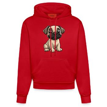 Bullmastiff Dog Comic Cute - Organic Fitted Hoodie Made in EU - red - Front