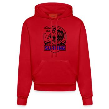 Surfeur symbole surfeur - Sweat à capuche bio ajusté fabriqué en UE - rouge - Devant