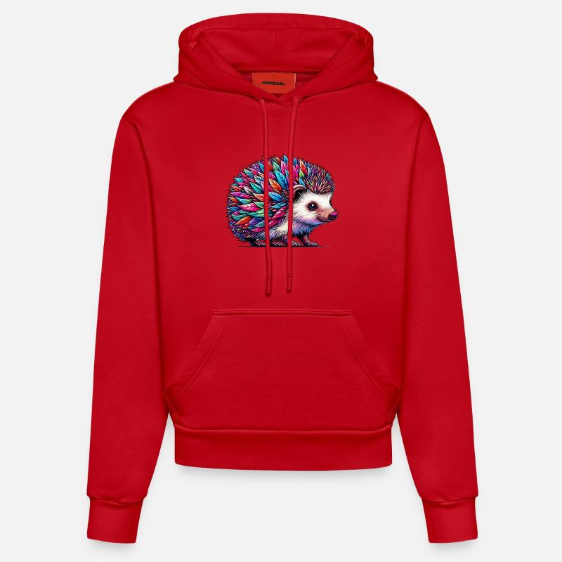 Hérisson - Sweat à capuche bio ajusté fabriqué en UE - rouge