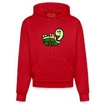 Schildkröte auf Rücken umgekippt liegend traurig - Organic Fitted Hoodie Made in EU - Rot - Vorne