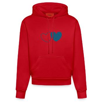 blue heart heart gift Valentine's Day couples - Organic Fitted Hoodie Made in EU - red - Front