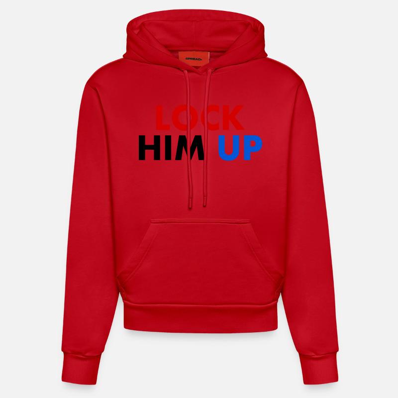 Lock him up - Sweat à capuche bio ajusté fabriqué en UE - rouge