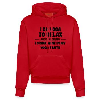 Yoga zum Entspannen und Wein trinken # - Organic Fitted Hoodie Made in EU - Rot - Vorne