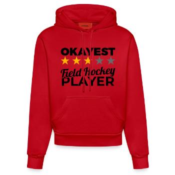 Funny field hockey player - Organic Fitted Hoodie Made in EU - red - Front