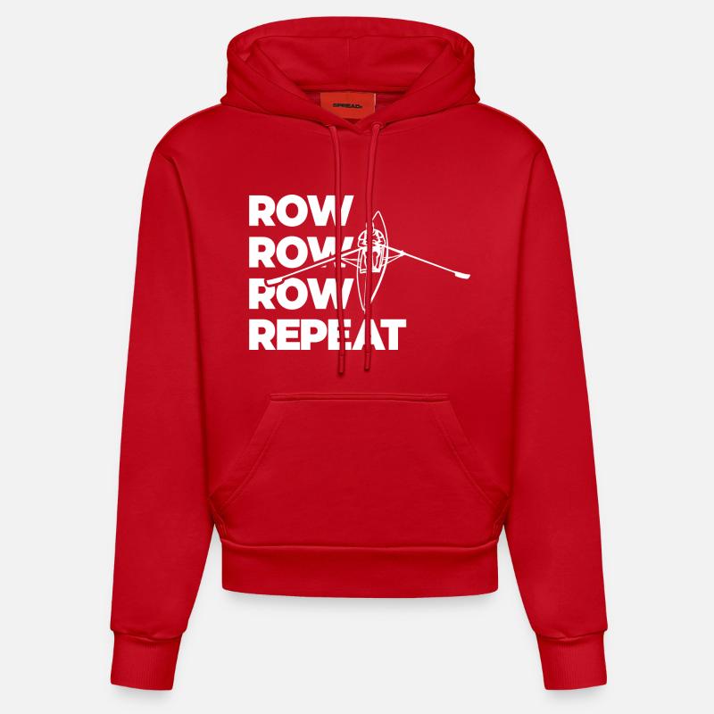 Aviron Aviron Aviron Répétition de l’aviron - Sweat à capuche bio ajusté fabriqué en UE - rouge