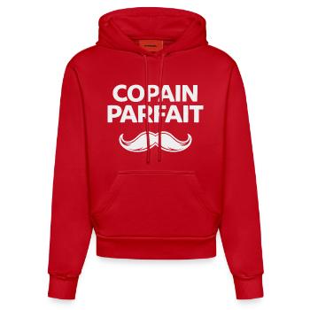 Perfect Boyfriend Humor Gift Man Mustache - Organic Fitted Hoodie Made in EU - red - Front