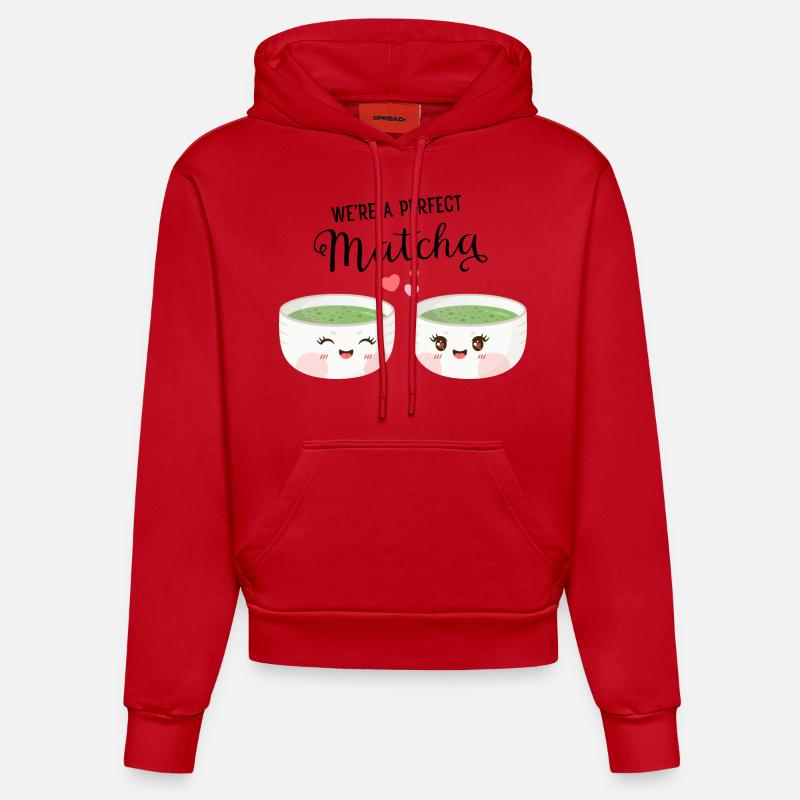 We're A Perfect Matcha - Sweat à capuche bio ajusté fabriqué en UE - rouge