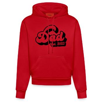 Dad Est. 2023, Dad To Be, Pregnancy Announcement - Organic Fitted Hoodie Made in EU - red - Front