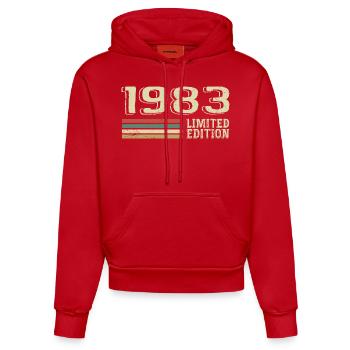 Born in 1983 Birthday 1983 Vintage 1983 - Organic Fitted Hoodie Made in EU - red - Front