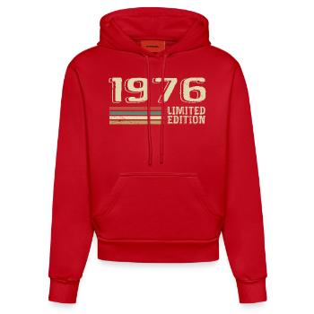 Nées en 1976 anniversaire 1976 Vintage 1976 - Sweat à capuche bio ajusté fabriqué en UE - rouge - Devant