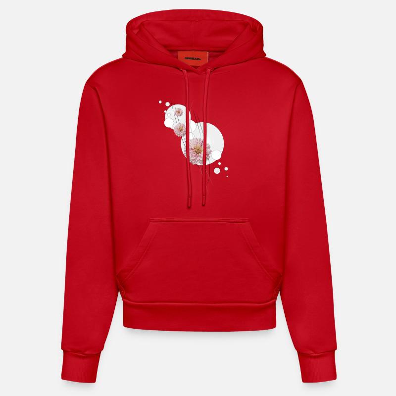 Dahlia fleurit gris - Sweat à capuche bio ajusté fabriqué en UE - rouge