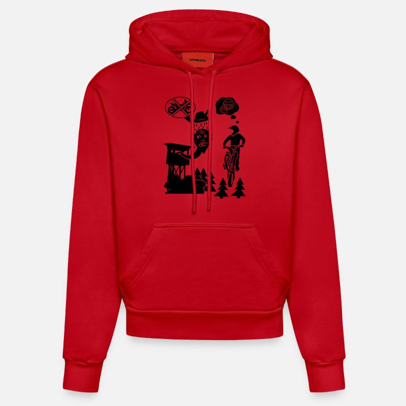 Biker vs Chasseur - Sweat à capuche bio ajusté fabriqué en UE - rouge