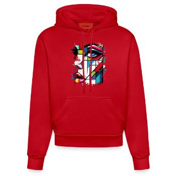 Women girl power design art female feminism symbol - Organic Fitted Hoodie Made in EU - red - Front
