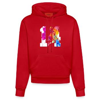 14. GEBURTSTAG BASKETBALL NUMMER 14 - Organic Fitted Hoodie Made in EU - Rot - Vorne