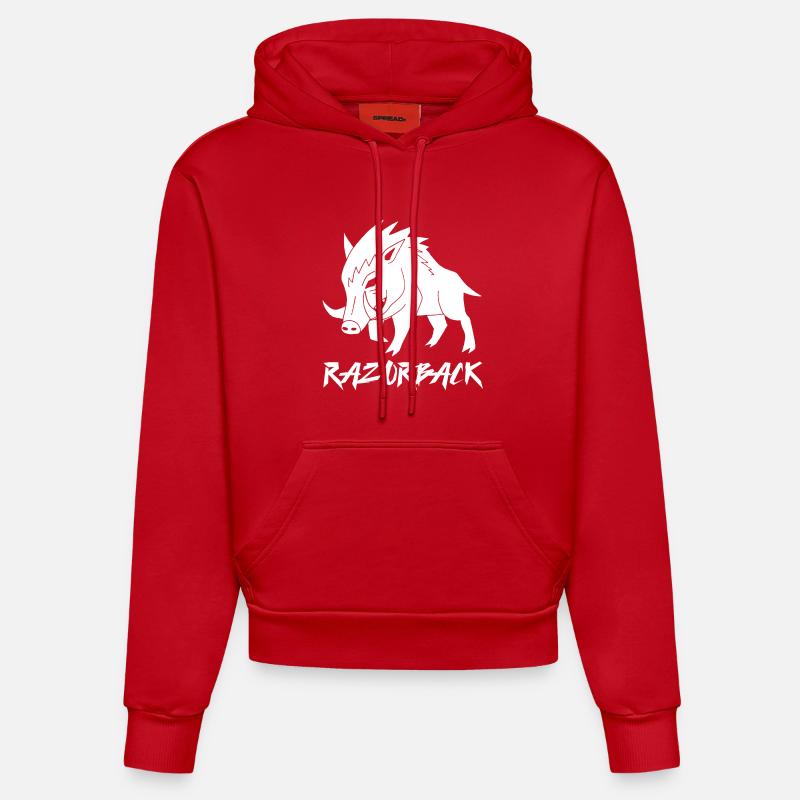 Sanglier blanc razorback - Sweat à capuche bio ajusté fabriqué en UE - rouge