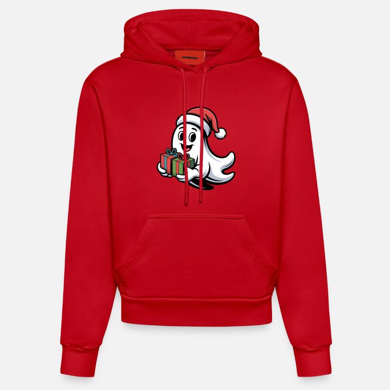 Weihnachtsgeist mit Geschenken - Sweat à capuche bio ajusté fabriqué en UE - rouge
