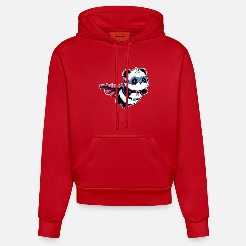 Panda Ours Héros Super-héros Teddy - Sweat à capuche bio ajusté fabriqué en UE - rouge