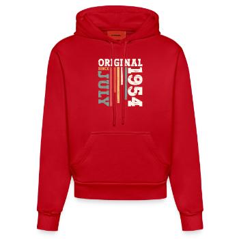 70e anniversaire Original juillet 1954 Né en 1954 - Sweat à capuche bio ajusté fabriqué en UE - rouge - Devant
