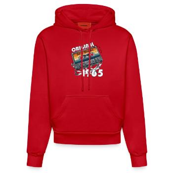 55th Birthday Vintage November 1965 Cassette 1965 - Organic Fitted Hoodie Made in EU - red - Front
