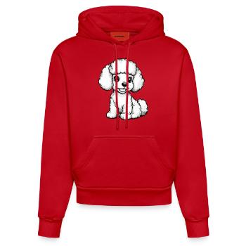 Caniche Chien Bande dessinée Mignon - Sweat à capuche bio ajusté fabriqué en UE - rouge - Devant