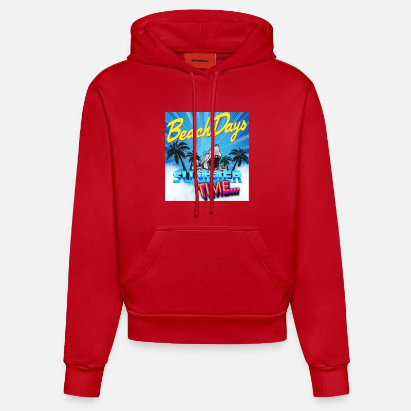 Heure d'été - Sweat à capuche bio ajusté fabriqué en UE - rouge