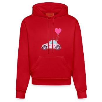 Police Heart Pink - Organic Fitted Hoodie Made in EU - red - Front