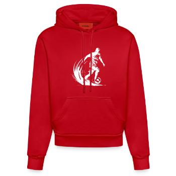 Graphique de joueur de football - Sweat à capuche bio ajusté fabriqué en UE - rouge - Devant