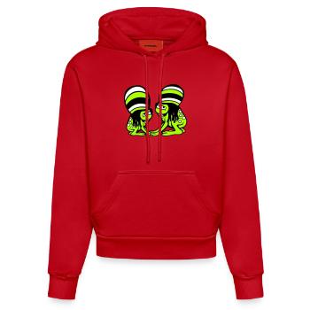 2 Frogs Reggae Music Rasta Hair Hat Jamaica - Organic Fitted Hoodie Made in EU - red - Front