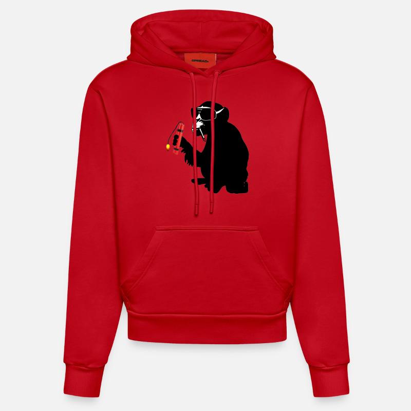 singe explosif - Sweat à capuche bio ajusté fabriqué en UE - rouge