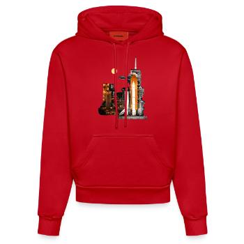 Rakete - Organic Fitted Hoodie Made in EU - Rot - Vorne