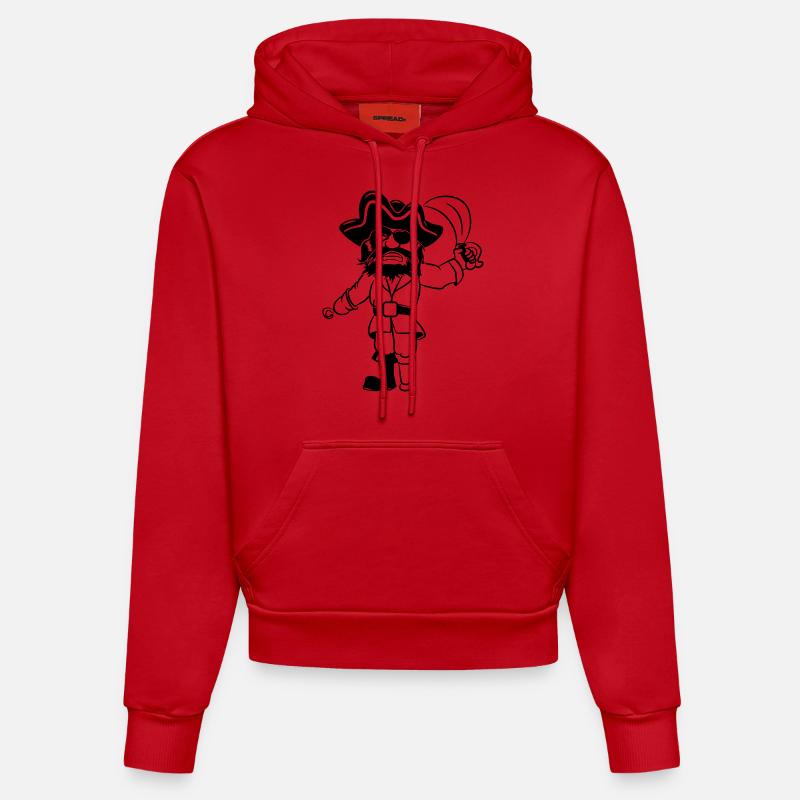 Pirate Holzbein Dreispitz degen - Sweat à capuche bio ajusté fabriqué en UE - rouge