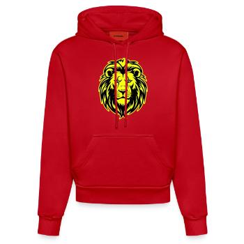 Lion Head Portrait Icon - Organic Fitted Hoodie Made in EU - red - Front