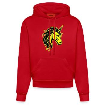 Unicorn Head Portrait Icon - Organic Fitted Hoodie Made in EU - red - Front