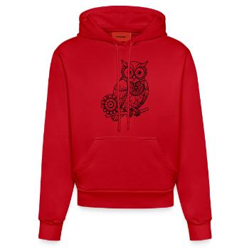 Hibou mécanique - Sweat à capuche bio ajusté fabriqué en UE - rouge - Devant