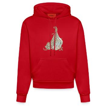 Elegance in gold and black - Organic Fitted Hoodie Made in EU - red - Front