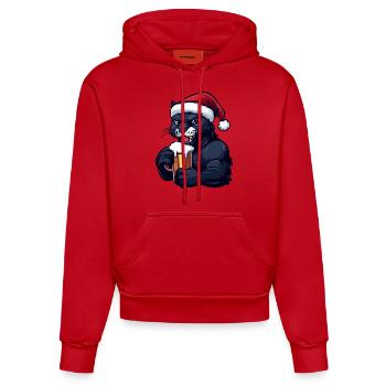Panther Weihnachten Bier - Organic Fitted Hoodie Made in EU - Rot - Vorne