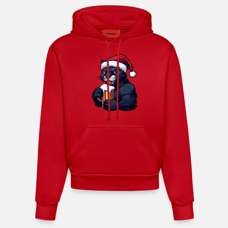 Bière de Noël Panther - Sweat à capuche bio ajusté fabriqué en UE - rouge