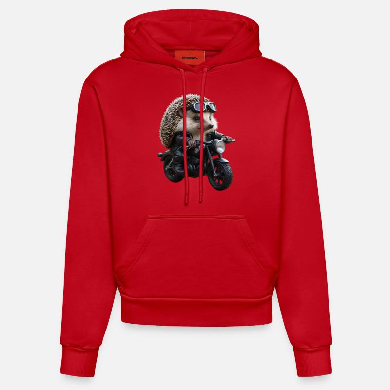 Herisson motard - Sweat à capuche bio ajusté fabriqué en UE - rouge