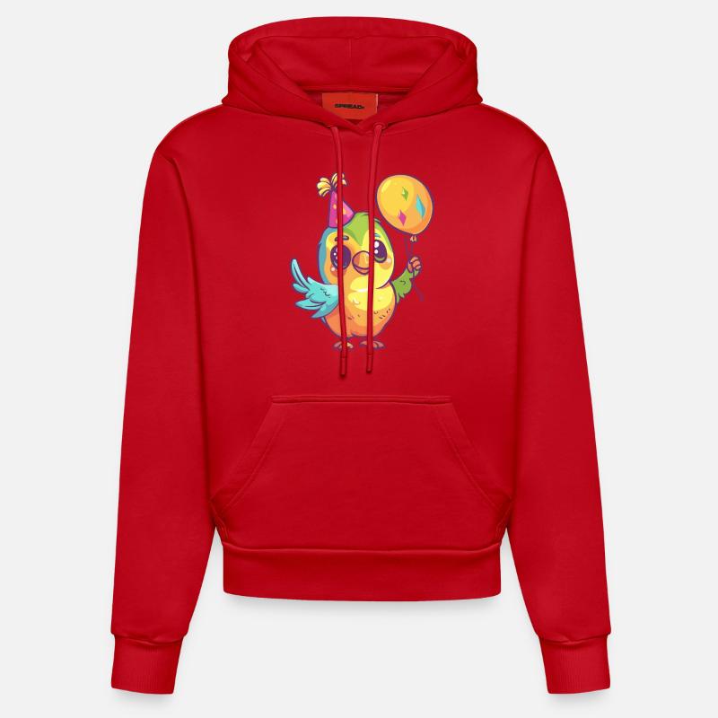 Perroquet anniversaire bébé - Sweat à capuche bio ajusté fabriqué en UE - rouge