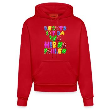 AfD stoppen gegen rechts Demokratie Vielfalt links - Organic Fitted Hoodie Made in EU - Rot - Vorne