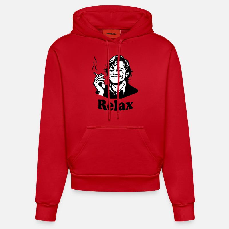Relax - Conception Smoke and Chill - Sweat à capuche bio ajusté fabriqué en UE - rouge